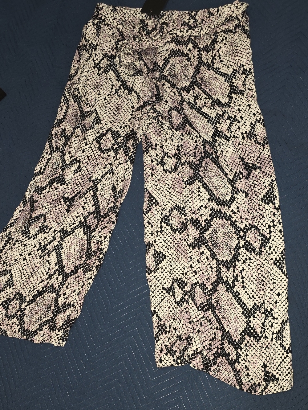 Chaser Black and Cream Snake Print Boot Cut Pants
